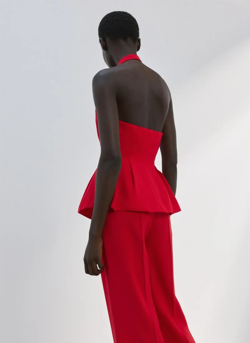 MANGO Peplum top with halter neck